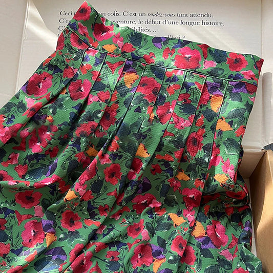 ZESSAM Flower Graphic Print High Waist Midi Casual Lady Skirt