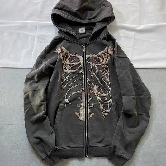 Gothic Long Sleeve Zipper Hoodie