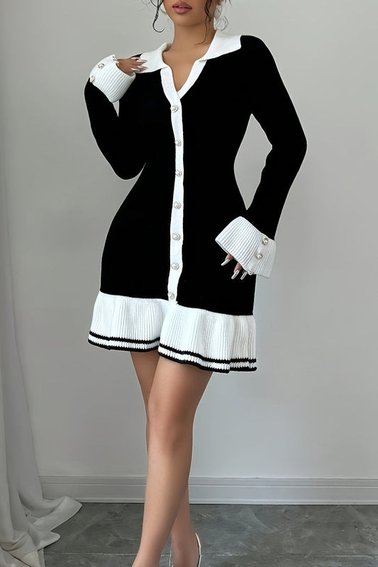 Long Sleeve Ruffle Sweater Dress
