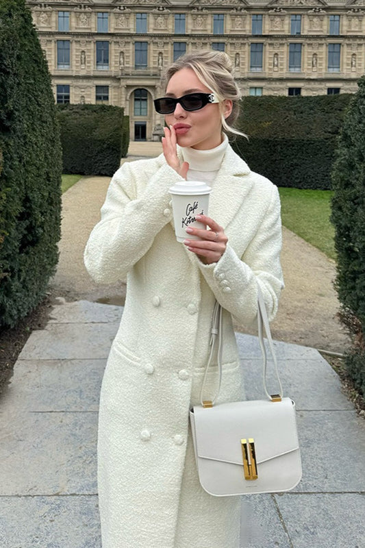 Solid Color Slim Fit Long Elegant Tailored Overcoat