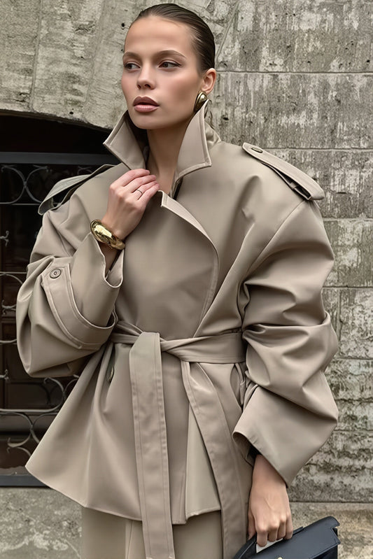 Storm Flap Belted Sleek Trench Coat