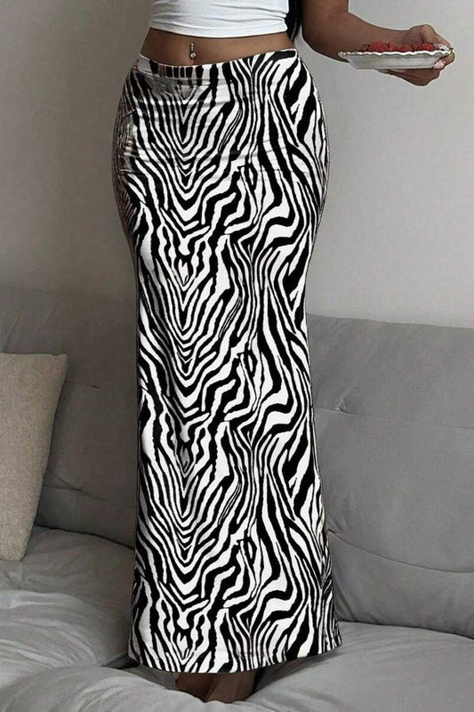 Fashion Low Rise Printed Maxi Skirt