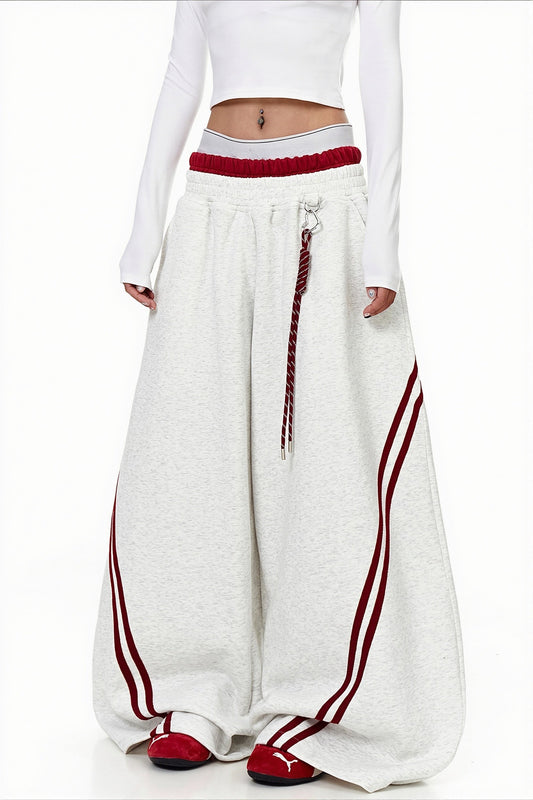 Double Waist Stripe Panel Pants