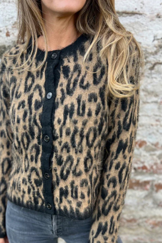 Soft Knit Cropped Leopard Cardigan