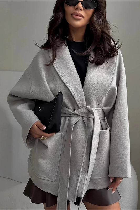 Belted Wool Blend Long Coat
