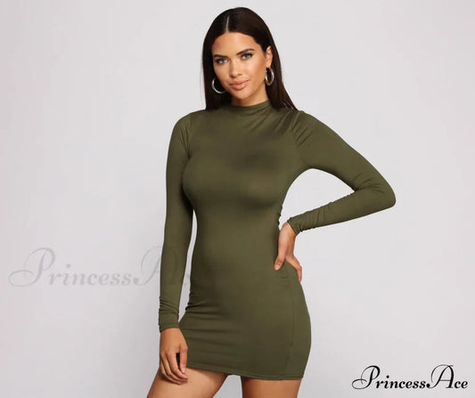 All About Knit Mock Neck Mini Dress - Lady Occasions