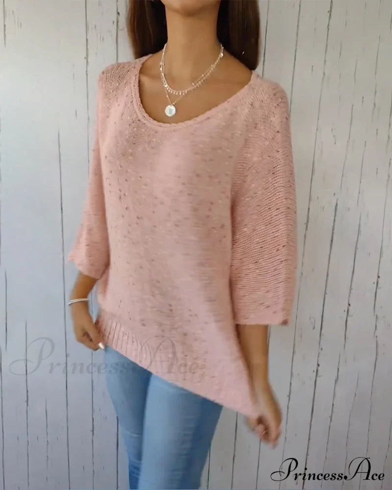 Arm Casual Three-Quarter Pullover Sweaters-L