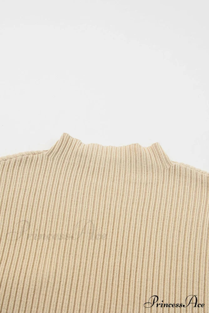 Arm Oatmeal Brief Knit Patch Ribbed With Sweater Pocket Sweaters-L