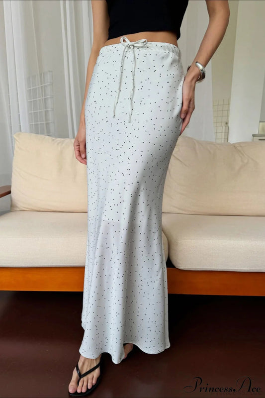 Asymmetric Polka Dot Maxi Mermaid Skirt