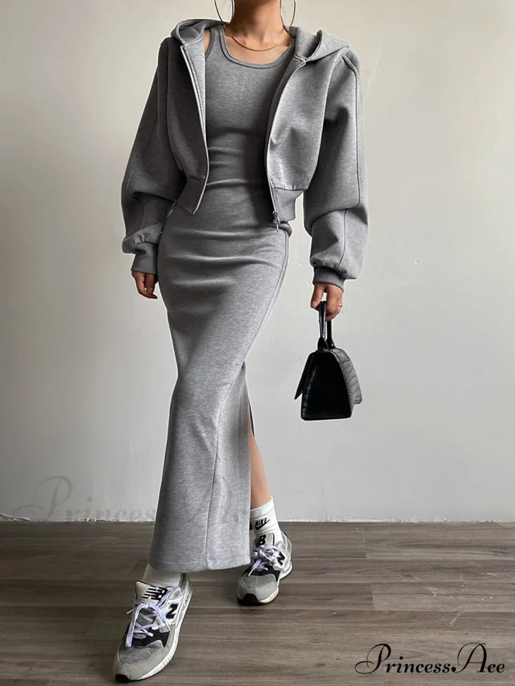 Asymmetrical Crew Neck Trendy Split Maxi Dress Dresses