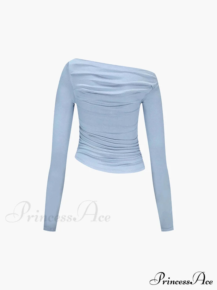 Asymmetrical Off Shoulder Trendy Long Sleeve Shirt T-Shirts