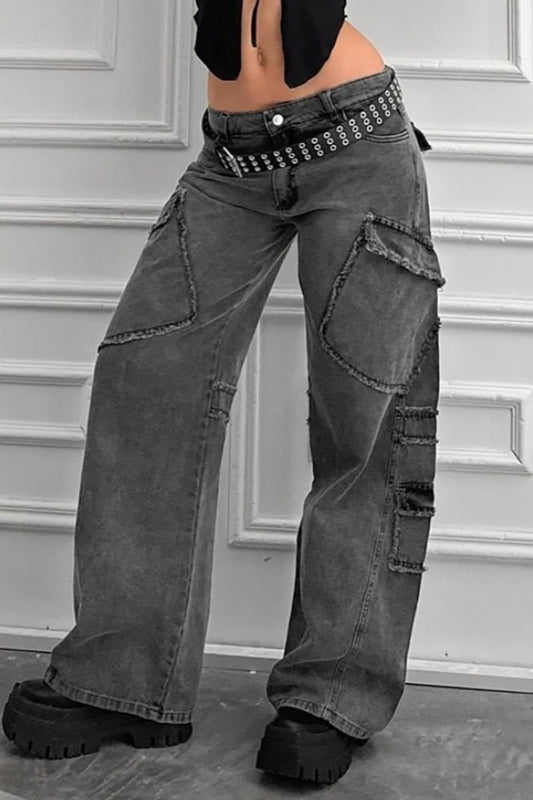 Street Style High Waist Utility Jean