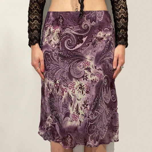 HEYounGIRL Vintage Mesh Purple Skirt Low Waist Aesthetic Outfits