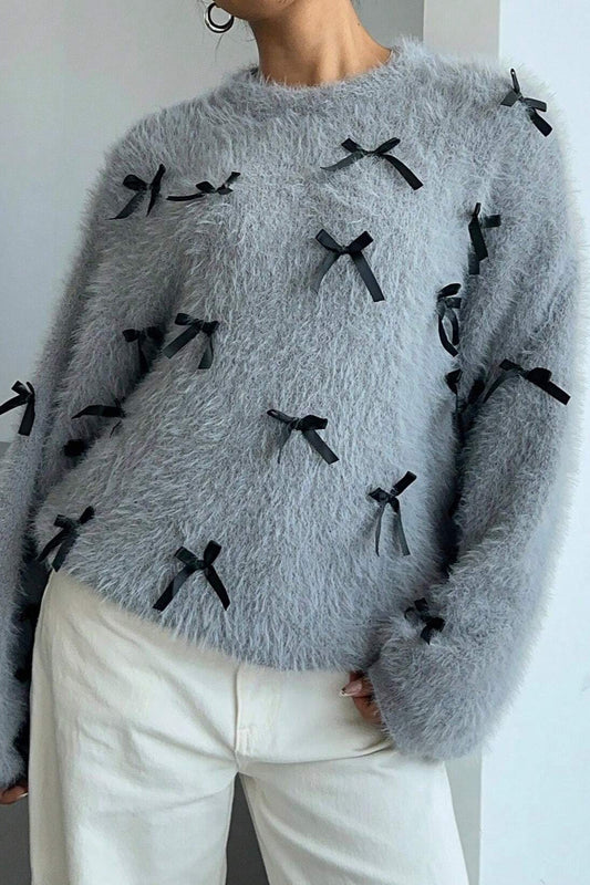 Mohair Bow Pullover Loose Bloshope