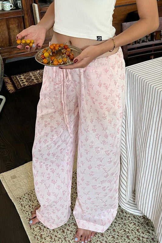 Vintage Floral Wide-Leg Pants