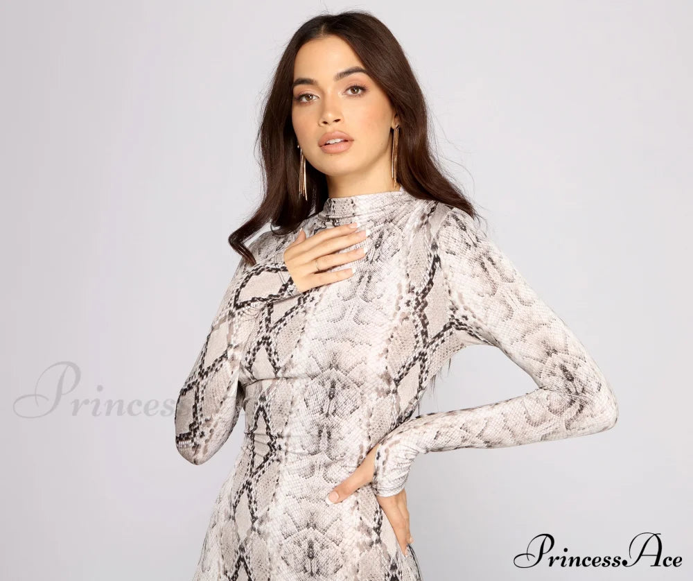 Babe Alert Snake Charming Print Mini Dress Casual Dresses