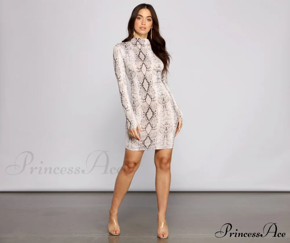 Babe Alert Snake Charming Print Mini Dress Casual Dresses