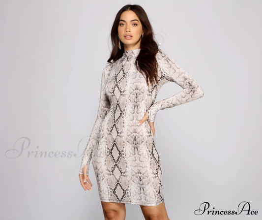 Babe Alert Snake Print Mini Dress - Lady Occasions