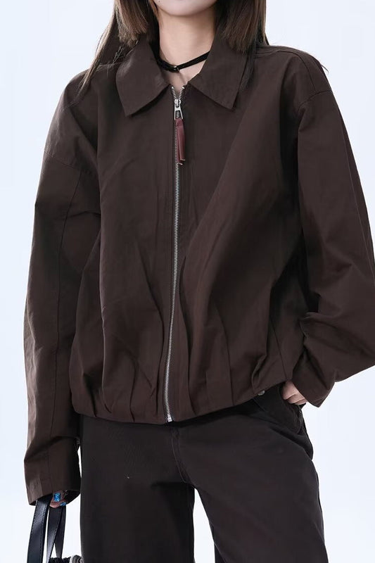 Brown Faux Leather Relaxed Jacket