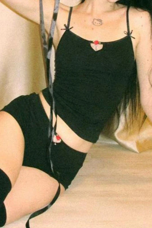 Crop Cami Top and Pajama Shorts