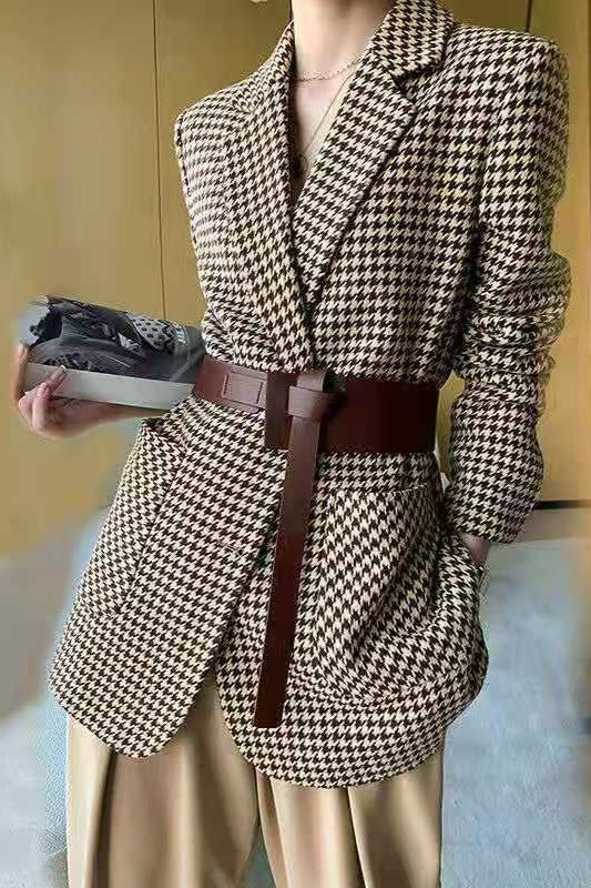 Houndstooth Wool Blazer