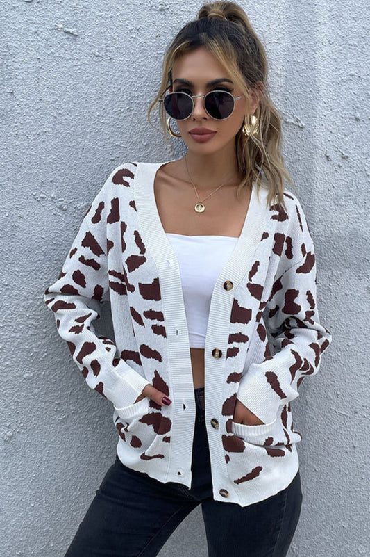 Leopard Pattern Fall Knit Cardigan