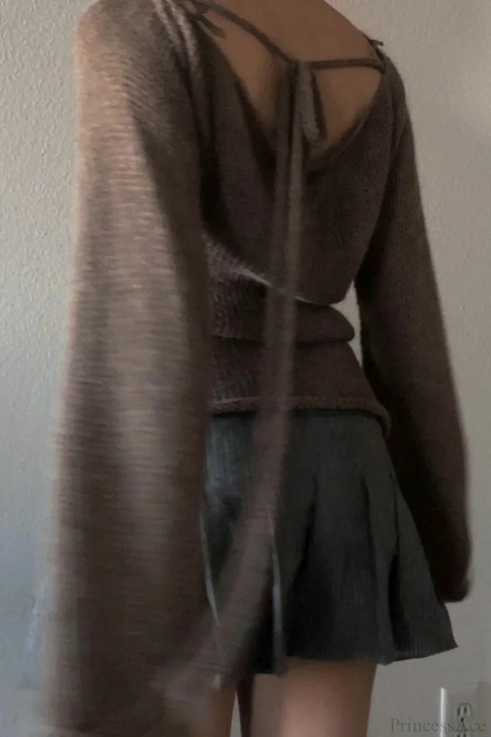 Bell Sleeve Tie Back Knit Sweater