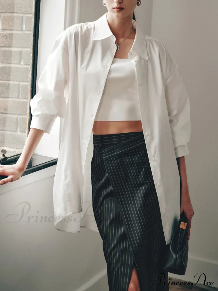 Better Than Good Trendy Oversized Button Down Shirt White / Xs Shirts