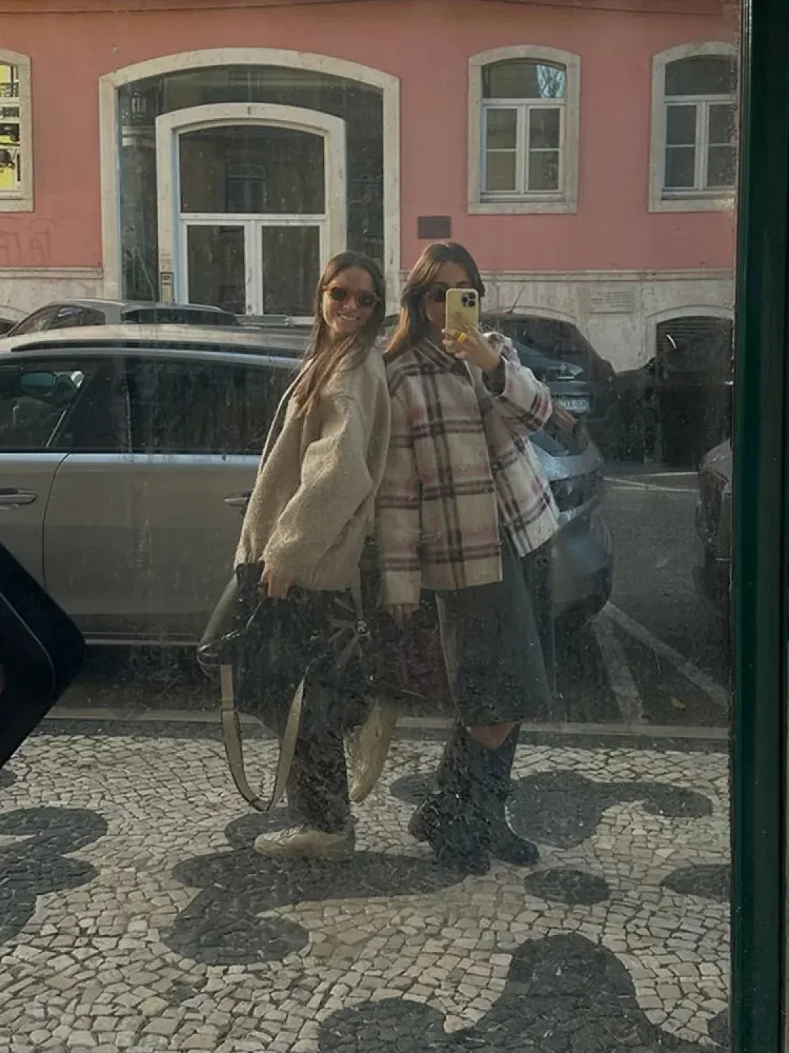 Big Plaid Print Woolen Bomber Coat