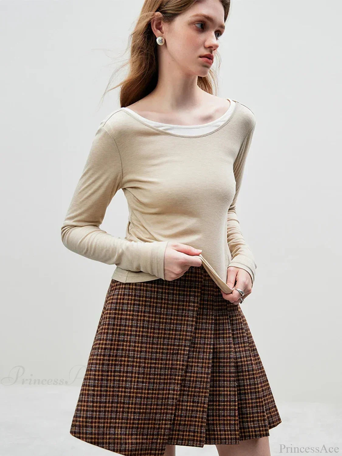 Big U - shaped Collar Slim Simple Basic Sweater