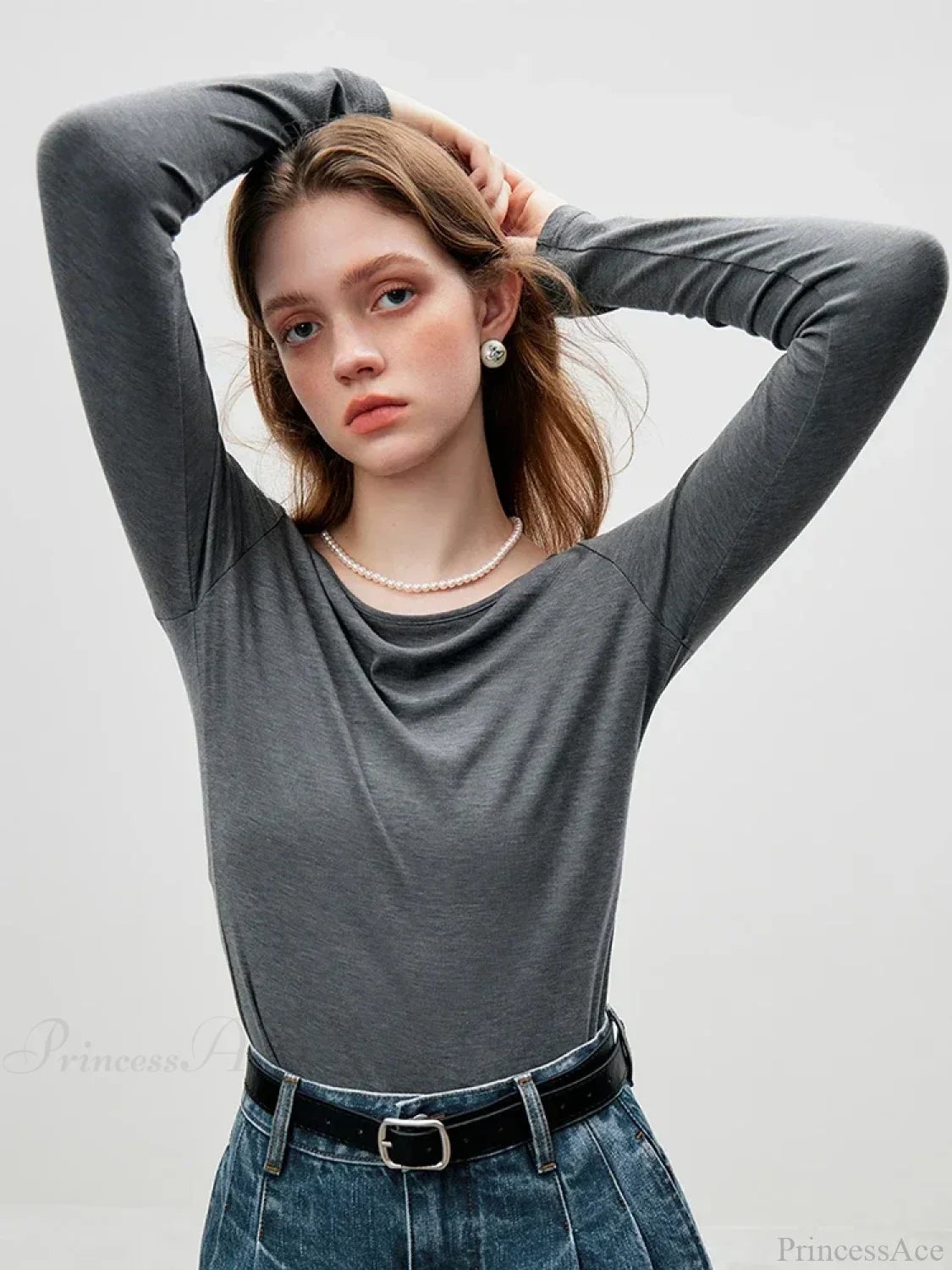 Big U - shaped Collar Slim Simple Basic Sweater
