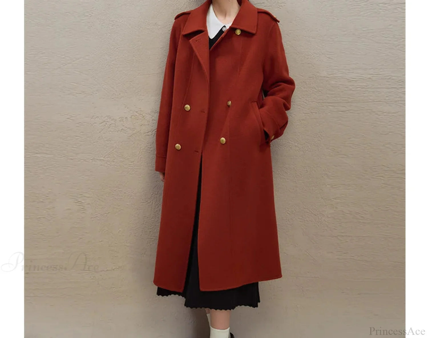 British Style Wool Red Coat Coats-241208