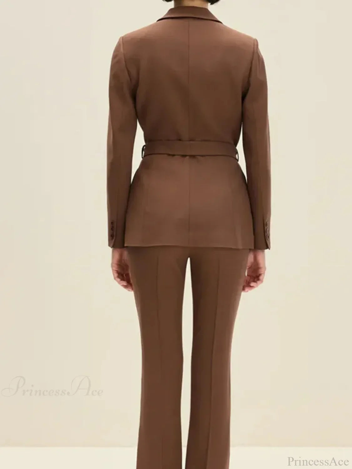 Brown Elegant Single Breasted Suit Coat