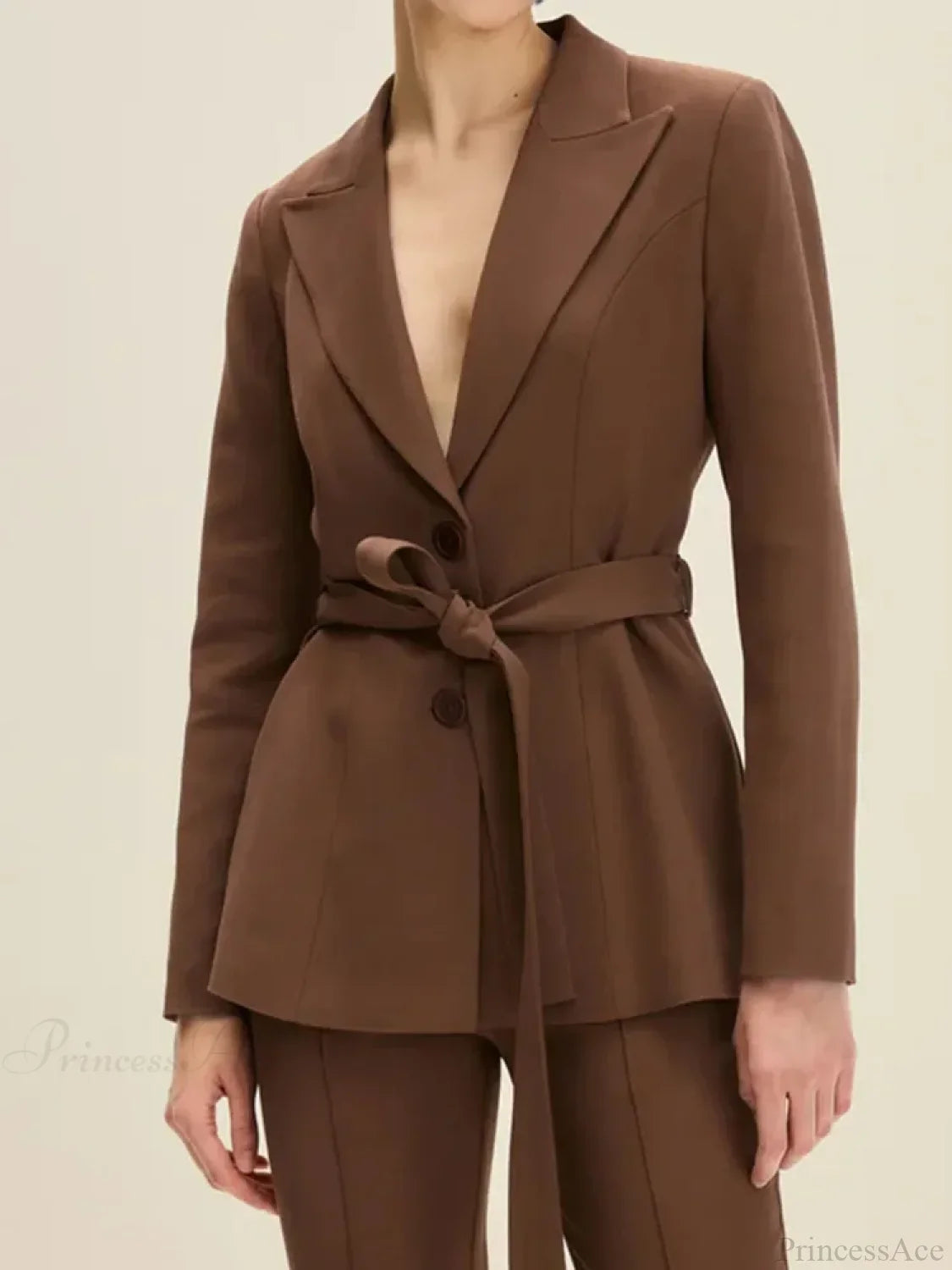 Brown Elegant Single Breasted Suit Coat