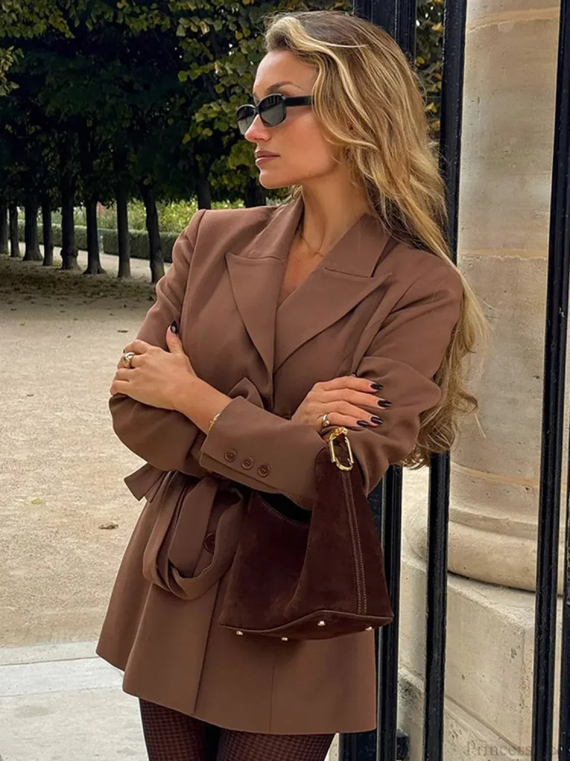Brown Elegant Single Breasted Suit Coat Camel / S