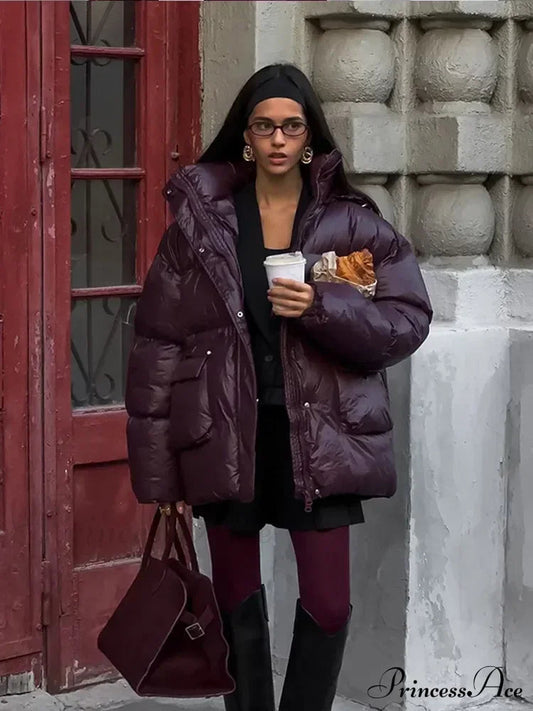 Burgundy Red Warm Cotton Coat