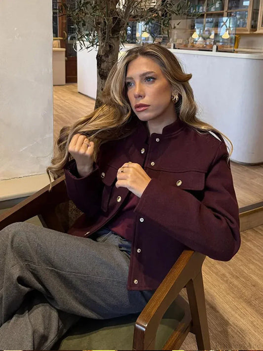 Burgundy Single Breasted Suit Coat dark red / S