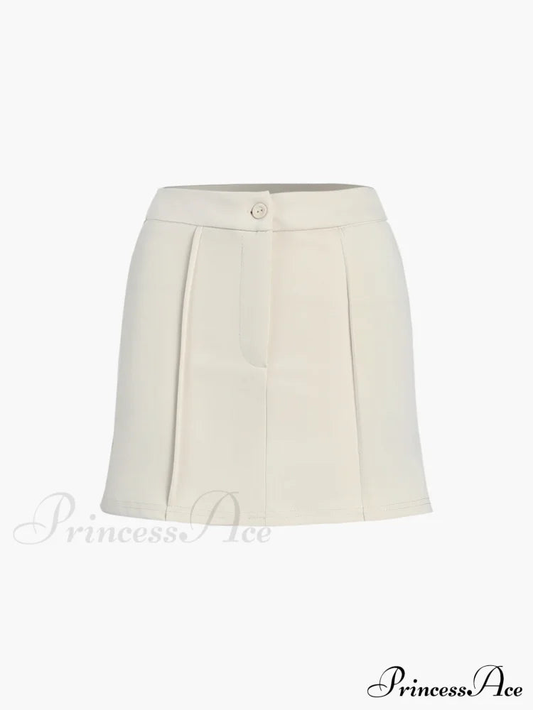 Button Front Halter Neck Backless Classic Vest Blazer With Skirt Set Sets