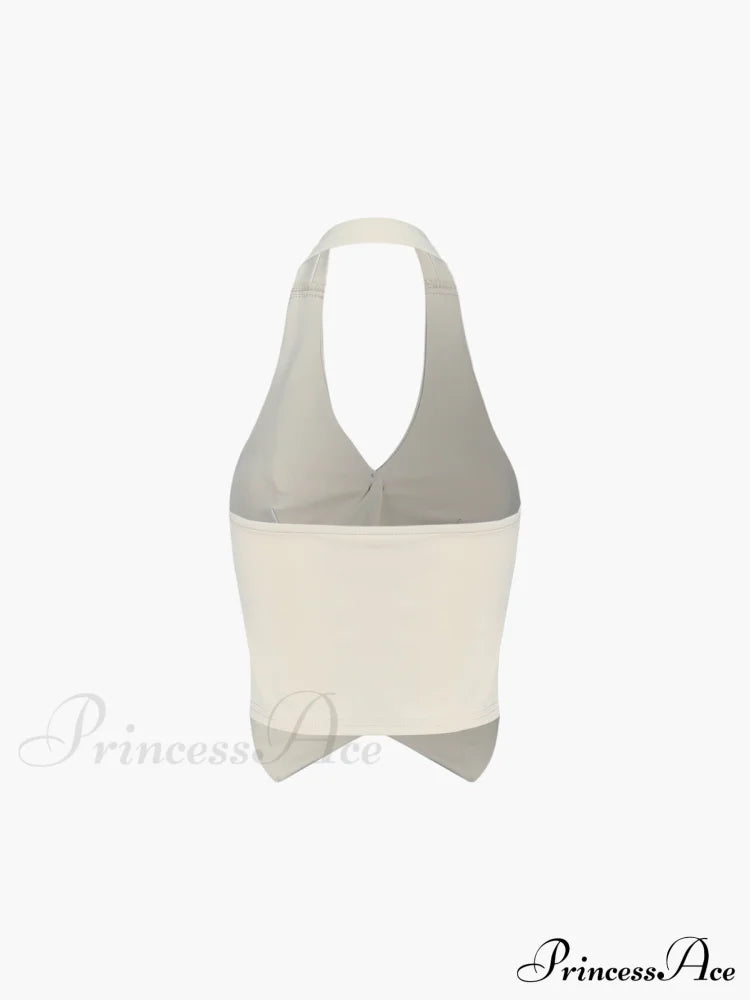 Button Front Halter Neck Backless Classic Vest Blazer With Skirt Set Sets