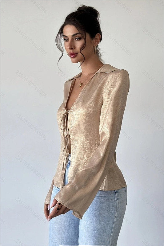Vintage Long Sleeve V Neck Bloshope