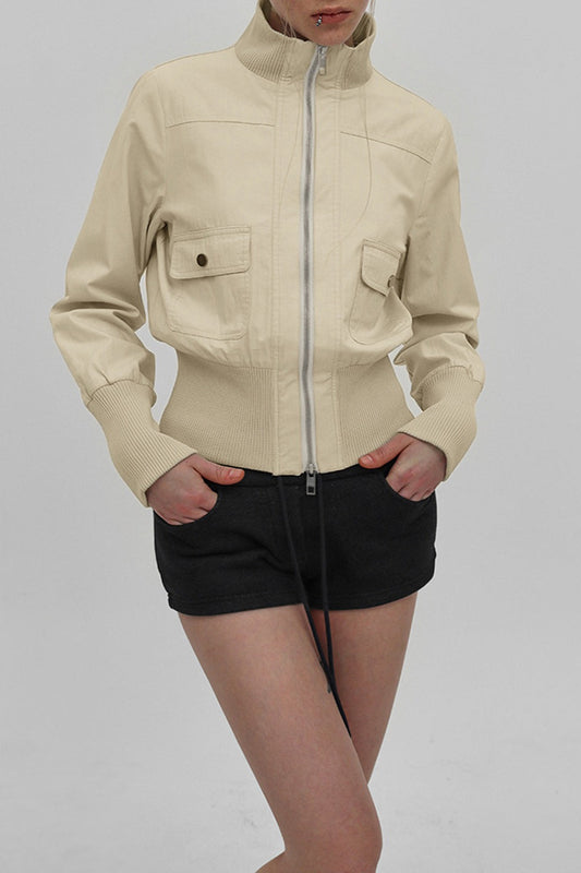 Utility Belted Stand Collar Jacket