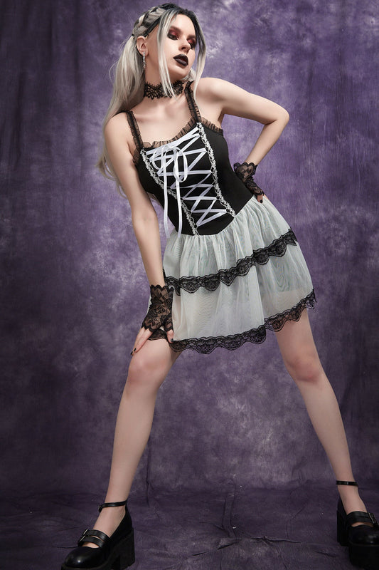 White Lace Gothic Dress