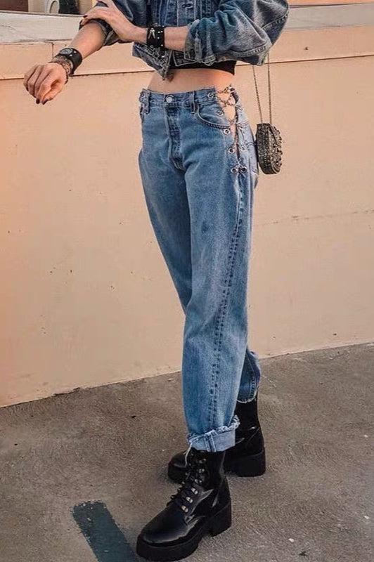 Slim Fit High Waist Straight Jean