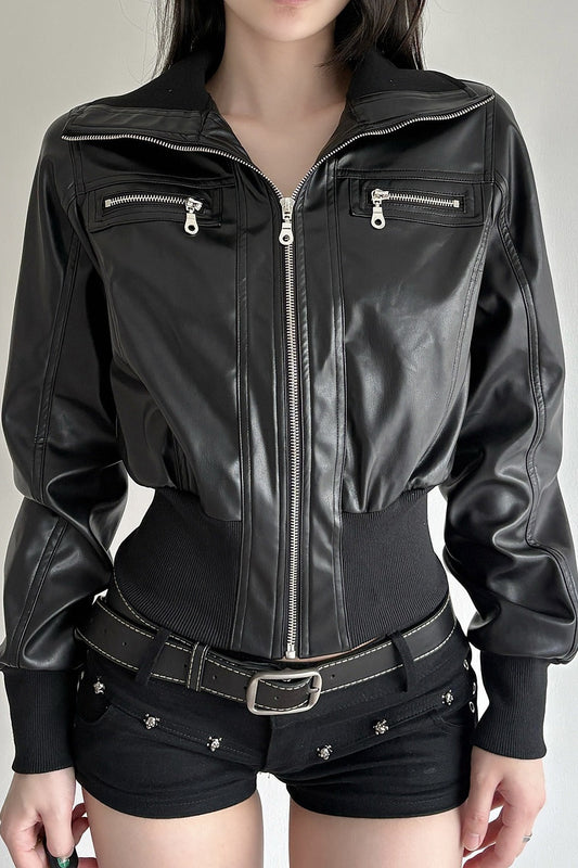 Vintage Waist Cinch Leather Jacket