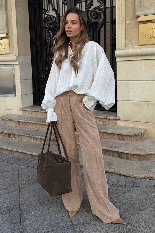 Cotton Corduroy Wide Leg Pants