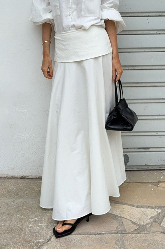 Solid A-Line Midi Skirt