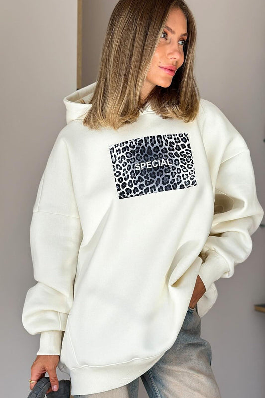 Oversized Leopard Print Hoodie