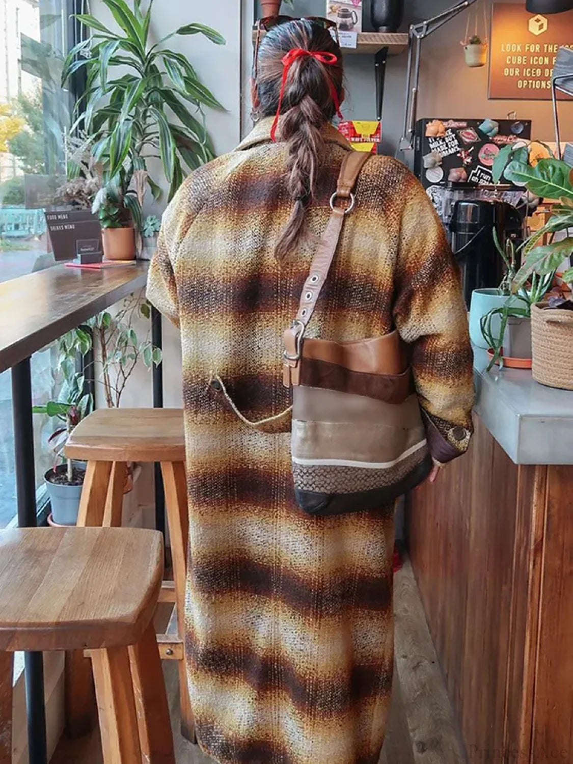 Cashmere Blends Plaid Wool Coat