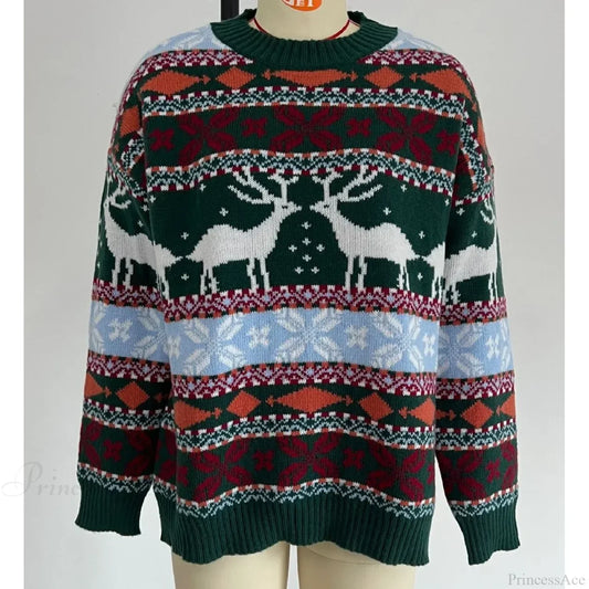 Casual Long Sleeve Knitted Pullover Basic Jersey Fashion Christmas Sweater Green / S Sweaters-L