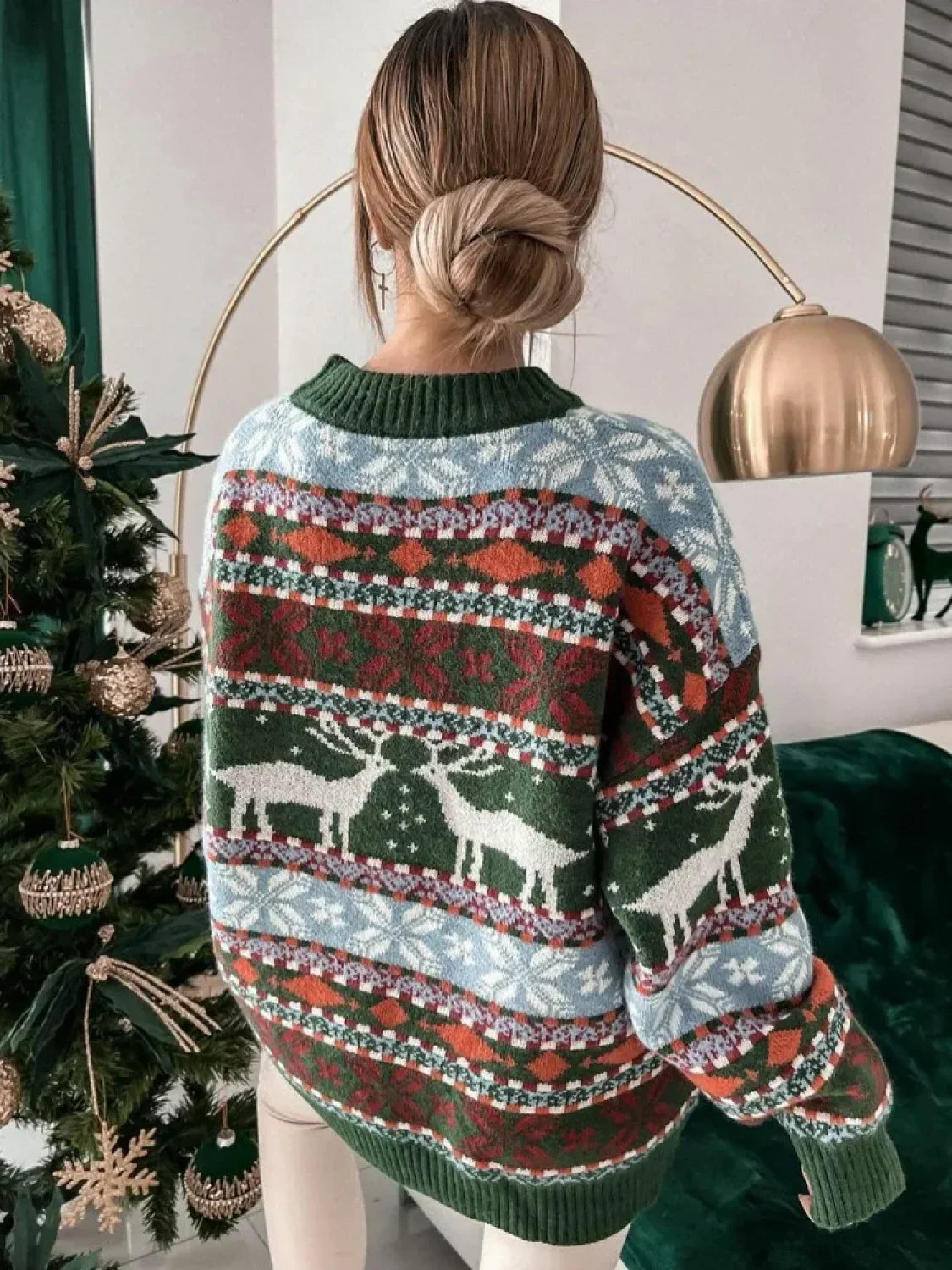 Casual Long Sleeve Knitted Pullover Basic Jersey Fashion Christmas Sweater Sweaters-L